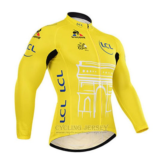 2015 Cycling Jersey Tour de France Yellow Long Sleeve and Bib Tight